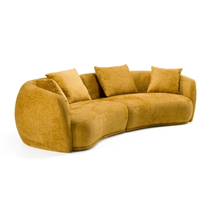 Divani Casa Oakland Modern Mustard Fabric 4 Seat Sofa Yellow Sofa 82604 VGDW-DS1017