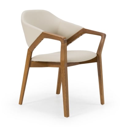 LA Furniture Ocasio Mid-Century Modern Cream Vegan Leather + Walnut Dining Chair VGCS-ACH-17090-CRM Contemporary Style by Vig Furnitrue Number 83284 Catch Home Goods