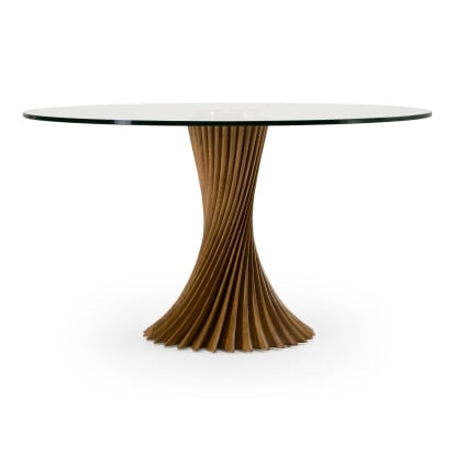 LA Furniture Ocasio Modern Glass + Walnut Round Dining Table VGCS-RT-21042-WAL Contemporary Style by Vig Furnitrue Number 83283 Catch Home Goods
