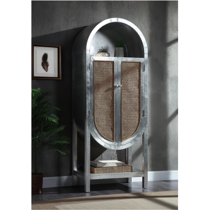 ACME Ogden Aluminum & Rattan Bookcase Model OF02406