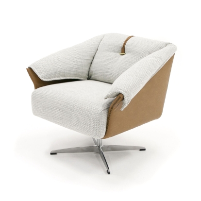 Modrest Ohio Swivel Grey and Camel Fabric Accent Chair Gray/Grey Accent Chair 79686 VGOD-ZW-21094-CML-CH