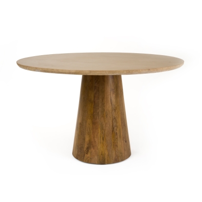 Modrest Onalaska Modern Travertine Marble + Wood Round Dining Table
