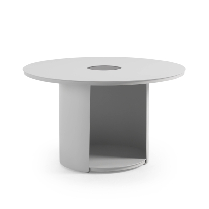 Renava Onza Outdoor White Medium End Table with Solar Light White Outdoor Table 83131 VGVK-CT009-M-SL-WHT