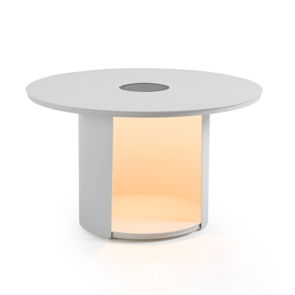 Renava Onza Outdoor White Medium End Table with Solar Light White Outdoor Table 83131 VGVK-CT009-M-SL-WHT