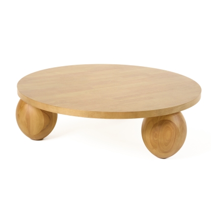 Modrest Optima Modern Natural Rubberwood Round Coffee Table Brown Coffee Table 81902 VGHM-TB034L05-COF