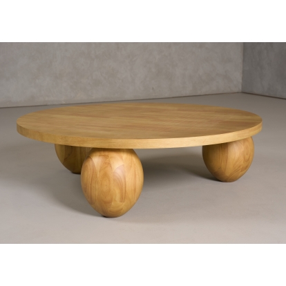 Modrest Optima Modern Natural Rubberwood Round Coffee Table Brown Coffee Table 81902 VGHM-TB034L05-COF