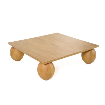 Modrest Optima Modern Natural Rubberwood Square Coffee Table Brown Coffee Table 81910 VGHM-TB037L-COF