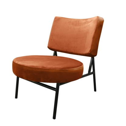 Modrest Sami Modern Orange Velvet Accent Chair Orange Lounge Chair 77783 VGSWSAC356-OR