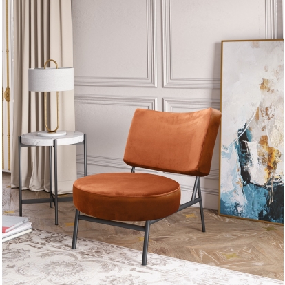 Modrest Sami Modern Orange Velvet Accent Chair Orange Lounge Chair 77783 VGSWSAC356-OR
