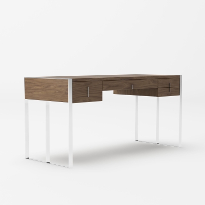 Modrest Orcutt Modern Walnut & Stainless Steel Desk Walnut Office Desk 77867 VGBBMQ2003-DESK