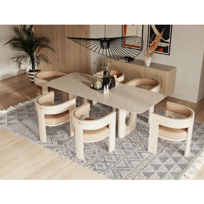 Nova Domus Osaka Modern Faux Marble + Natural Ash Dining Table Cream Dining Table 80452A VGCS-DT-22116