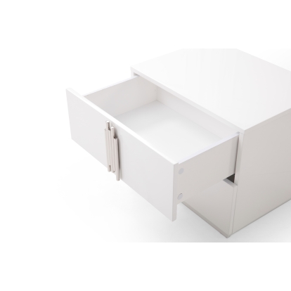 Modrest Token Modern White + Stainless Steel Bedroom Set Cream Bedroom Set 78306|78307|78308 VGVCBD815-SET-WHT