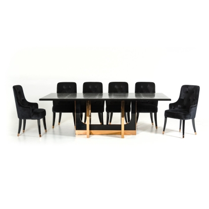 A&X Padua Modern Large Black Crocodile & Rosegold Dining Table Black Dining Table 71595 VGUNCC835-240