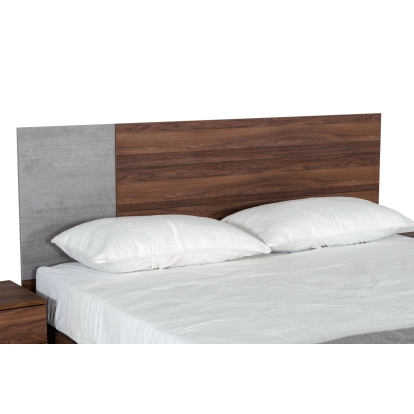 Nova Domus Palermo Modern Italian Faux Concrete & Walnut Bed Walnut Bed 75550|75551 VGACPALERMO-WAL-BED