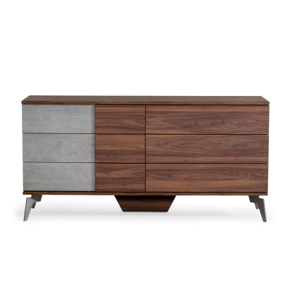 Nova Domus Palermo Modern Italian Faux Concrete & Walnut Dresser Walnut Dresser 75553 VGACPALERMO-WAL-DRS