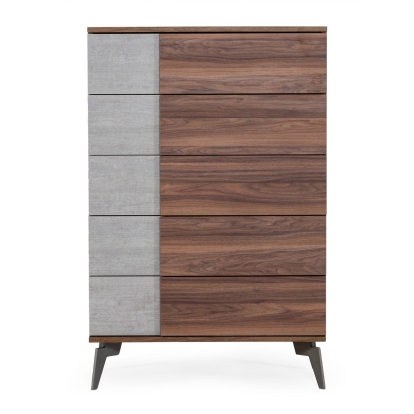 Nova Domus Palermo Italian Modern Faux Concrete & Walnut Chest Walnut Chest 76486 VGACPALERMO-WAL-CHST