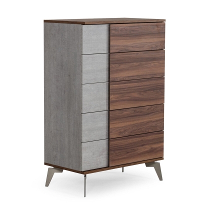 Nova Domus Palermo Italian Modern Faux Concrete & Walnut Chest Walnut Chest 76486 VGACPALERMO-WAL-CHST