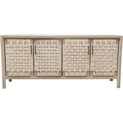 Diamond Sofa PALMSBNA Palm 4 Door Sideboard Natural Finish Wood Woven Rope