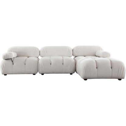 Diamond Sofa PALOMA1LC1AC1RC1OTCM Paloma 4 Piece Modular Reversible Sectional Sofa Tufted Light Cream Velvet