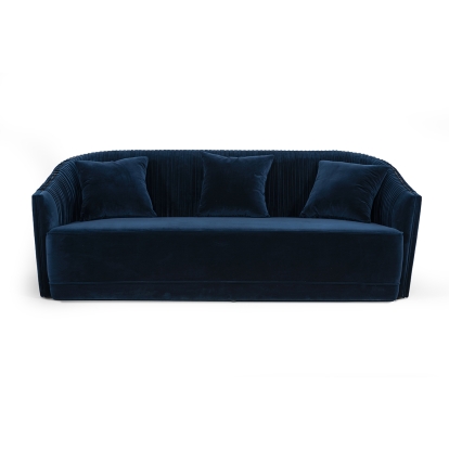 Divani Casa Palomar Modern Blue Velvet & Brass Sofa Blue Sofa 75046 VGVCS1811-BLU-SOFA