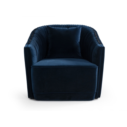 Divani Casa Palomar Modern Blue Velvet & Brass Accent Chair Blue Accent Chair 75047 VGVCS1811-BLU-CHR