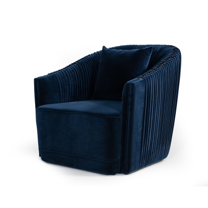 Divani Casa Palomar Modern Blue Velvet & Brass Accent Chair Blue Accent Chair 75047 VGVCS1811-BLU-CHR