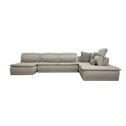 David Ferrari Panorama Italian Modern Taupe Grey Fabric and Leather Modular Sectional Sofa Sectional Sofa 80111 VGFT-PANORAMA-TG