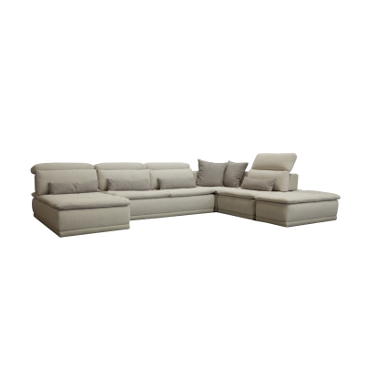 David Ferrari Panorama Italian Modern Taupe Grey Fabric and Leather Modular Sectional Sofa Sectional Sofa 80111 VGFT-PANORAMA-TG