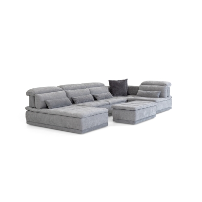 David Ferrari Panorama Italian Modern Grey Fabric Modular Sectional Sofa Grey Sectional Sofa 82636 VGFT-PANORAMA-GRY