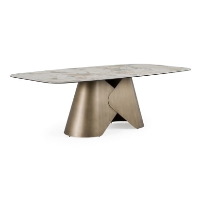 LA Furniture Paulsen Modern Ceramic + Brass Dining Table VGVC-T2393 Contemporary Style by Vig Furnitrue Number 83471 Catch Home Goods