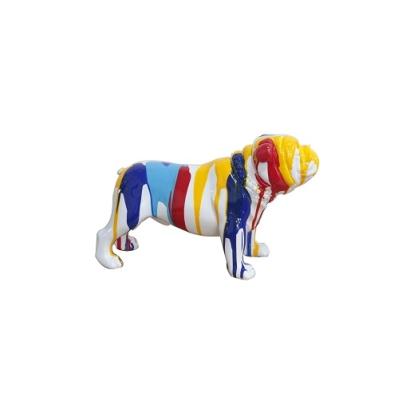 Modrest White Multi Colored Bulldog Sculpture Multi-Toned Sculpture 79730 VGTH-PC-0164