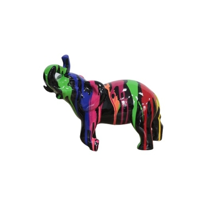 Modrest Multi Colored Black Elephant Sculpture Multi-Toned Sculpture 79708 VGTH-PC-0175