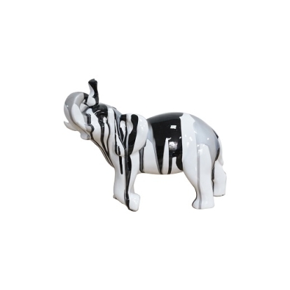 Modrest White Multi Colored Elephant Sculpture Black/White Sculpture 79728 VGTH-PC-0177