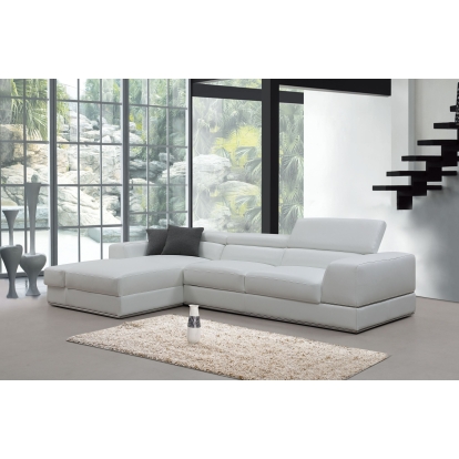 Divani Casa Pella Mini Modern White Leather Left Facing Sectional Sofa White Sectional Sofa 73267 VGCA5106A-WHT-LAF-SECT