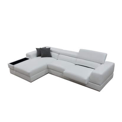 Divani Casa Pella Mini Modern White Leather Left Facing Sectional Sofa White Sectional Sofa 73267 VGCA5106A-WHT-LAF-SECT