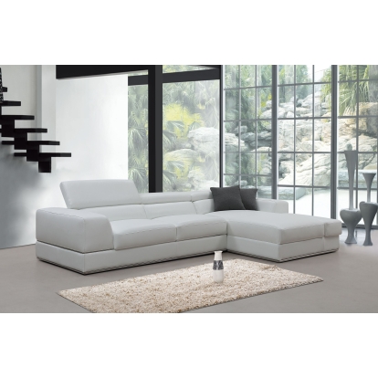 Divani Casa Pella Mini Modern White Leather Right Facing Sectional Sofa White Sectional Sofa 79273 VGCA5106A-WHT-RAF-SECT