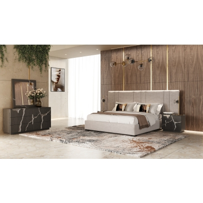 LA Furniture Queen Penrose + Aspen Modern Beige + Brown Ash 4-Piece Bedroom Set VGMA-BR-178-ASPEN-4PC-SET-Q Contemporary Style by Vig Furnitrue Number 86019 Catch Home Goods
