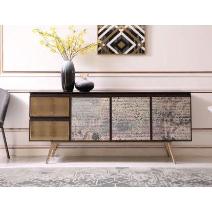 Modrest Phelan Modern Smoked Ash & Brass Buffet Brown Buffet 77792 VGVCG2020-BUF