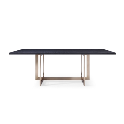 Modrest Pike Modern Black Ash & Brass Dining Table Black Dining Table 77794 VGVCT8961W-BLK-DT