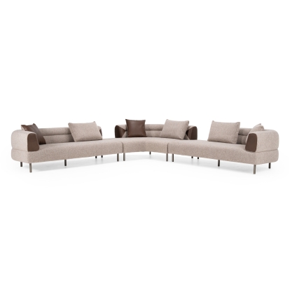 Divani Casa Plume Modern Brown Fabric Sectional Sofa Brown Sectional Sofa 83146 VGOD-ZW-24014-BRN