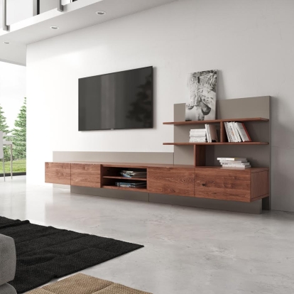 Nova Domus Pompeii Contemporary Grey & Walnut Entertainment Center Walnut TV Stand 75008 VGBBVIG180501TV