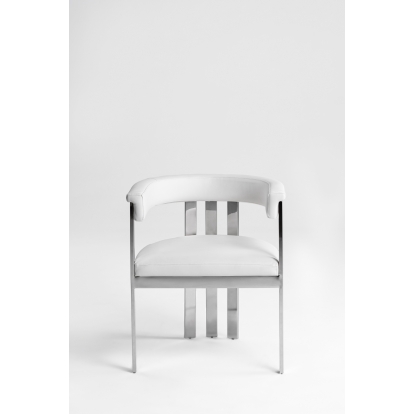 Modrest Pontiac Modern White Vegan Leather + Stainless Steel Dining Chair White Dining Chair 81231 VGZA-Y129-WHTSTL