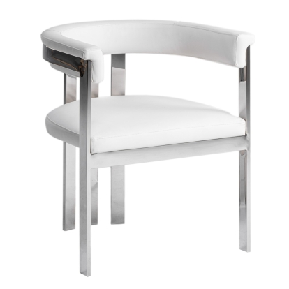 LA Furniture Pontiac Modern White Vegan Leather + Stainless Steel Dining Chair VGZA-Y129-WHTSTL Contemporary Style by Vig Furnitrue Number 81231 Catch Home Goods