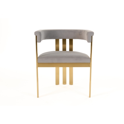 Modrest Pontiac Modern Grey Velvet + Champagne Gold Dining Chair Grey Dining Chair 81773 VGZAY129-GRYG
