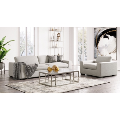 Divani Casa Poppy Modern White Fabric Long Sofa White Sofa 79804 VGKK-KF1031-WHT-4S