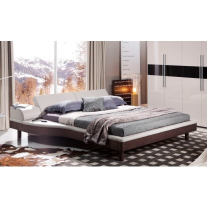 Portofino Adjustable Leatherette Bed with built-in Nightstands Walnut Bed 15351 VGWCPORTOFINO-1