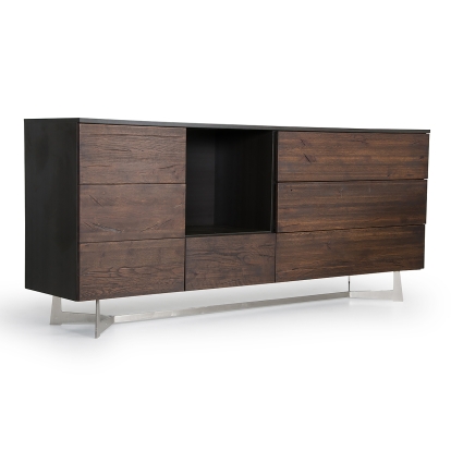 Modrest Wharton Modern Dark Aged Oak Buffet Brown Buffet 72421 VGEDPOS200108
