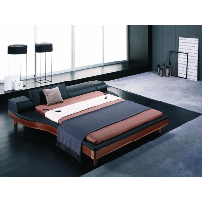 Portofino Adjustable Leatherette Bed with built-in Nightstands Black Bed 11700 VGWCPORTOFINO