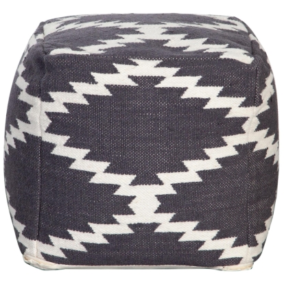 Diamond Sofa POUFSZZ Square Pouf White Grey Pattern Wool
