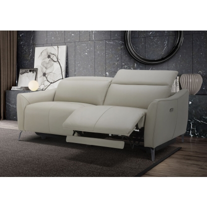 Divani Casa Prairie Modern Light Grey Leather Dual Electric Sofa Recliner with Electric Headrest Grey Sofa 77452 VGKMKM.381H-DK-GRY-S